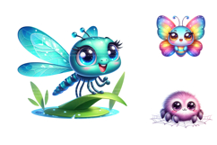 Kawaii Baby Bugs PNG Bundle, Spring Garden Clipart Product Image 2