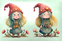 Girl gnome watercolor PNG clipart Sublimation Design Product Image 2