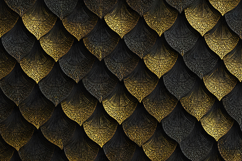 Black &amp; Gold Textured Dragon Scales Seamless Pattern Product Image 1