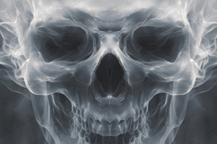 Smoky X-Ray Skull Digital Art - Grayscale PNG Sublimation Product Image 1