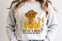 Autumn Girl with Coffee and Sunflower Hat Illustration Product Image 1
