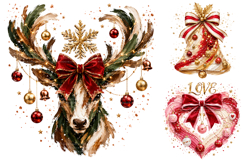 Watercolor Brushstroke Christmas Sublimation Clipart Product Image 1