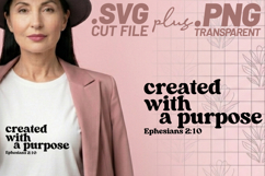 4x Religious Created With Purpose Fearless SVG Cut Files Product Image 3