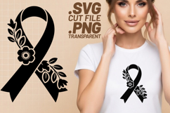 4x Breast Cancer Awareness Floral Profile Woman SVG Cut File Product Image 3