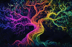 Vibrant Rainbow Tree Art Colorful Fantasy Nature Design Product Image 1