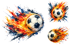 Flaming Soccer Ball PNG Bundle, Boys Sports Clipart Product Image 2