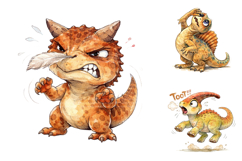 Funny Dinosaurs Watercolor Clipart Product Image 2