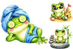 Funny Frog Watercolor Clipart Bundle, Watercolor PNG Product Image 2