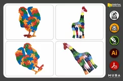 6 pcs Laser Cut Kids Puzzle, Jigsaw Puzzle Svg, Laser Cut Product Image 2
