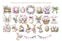 Watercolor Easter Clipart. Easter Bunny clipart. Cute Easter Product Image 2