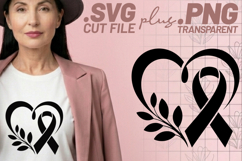 4x Cancer Awareness Ribbon Rose Heart SVG Cut Files Product Image 3