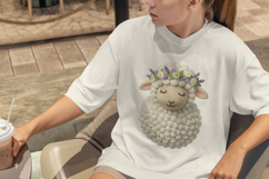 Knitted Sheep with Flower Crown PNG Product Image 2