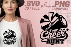 4x Cheer Mom Cheer Aunt Megaphone Stars SVG Cut Files Shirts Product Image 3