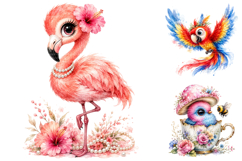 Whimsical Tropical Bird Clipart, Summer PNG Product Image 3