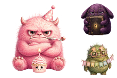 Birthday Creepy Monster Clipart Bundle Product Image 2
