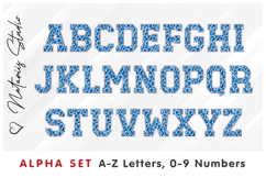 Blue Sequins Alpha Set. Letters Numbers Clipart. Product Image 2