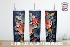 3D Flowers Colorful Sublimation bundle Tumbler Wrap 20 oz Product Image 3