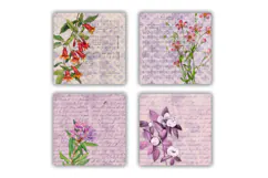Vintage Purple Floral Ephemera Digital Scrapbook Papers Product Image 2