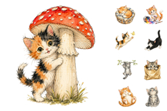 Whimsical Kittens PNG Bundle, Watercolor Cat Clipart Product Image 2