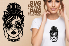 4x Messy Buns Cat Ears Lightning Glasses Girls SVG Cut Files Product Image 4
