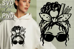 4x Teacherlife Women Face Pencils Glasses SVG Cut Files Product Image 3