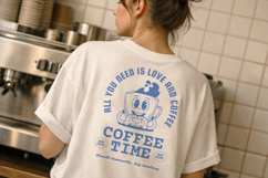 Retro Coffee T-Shirt Cartoon Character Product Image 2