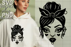 4x Goth Girl Heart Beauty Mark Skull Bow SVG Cut Files Shirt Product Image 3