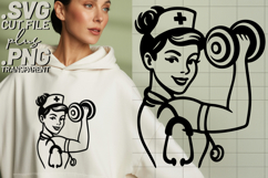 4x Fitness No Pain No Flowers Nurse Dumbbell SVG Cut Files Product Image 3