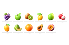 Fruits PNG Clipart Set 11 Items for Sublimation &amp; Print Product Image 2