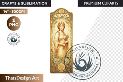 Virgo Art Nouveau Zodiac Clipart Astrology Bookmark PNG Product Image 1