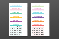 2028 Large Number Bold Color 8.5 x 11 Inch Calendar Template Product Image 2