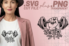 4x Fitness Shine Barbell Floral Women SVG Cut Files Shirt Product Image 3