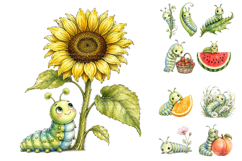 Whimsical Caterpillar Clipart Bundle, Nursery Sublimation Product Image 1