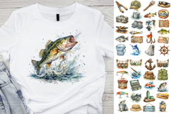Vintage Fishing Watercolor Clipart Bundle Product Image 3