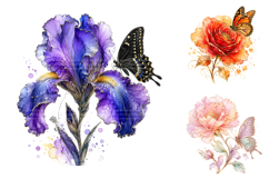 Alcohol Ink Flowers and Butterfly PNG Bundle Product Image 2