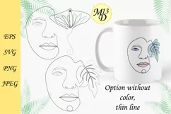 Abstract Female Face Flower Line Art, SVG, PNG, EPS Product Image 2