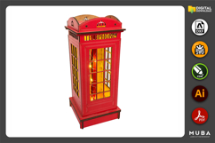 Red English Telephone Booth Night Light, Laser Cut Files SVG Product Image 2