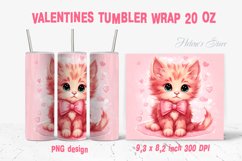 Valentine cute cat tumbler wrap 20oz sublimation design PNG Product Image 1