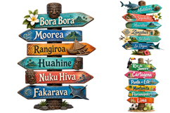 Tropical Island Directional Sign Clipart Product Image 1
