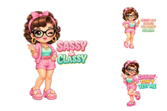 Retro Sassy Pink Glam Girl Sticker PNG Bundle Product Image 2