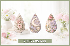 10 Tea Drop Glitter Colourful Earrings Sublimation I PNG Product Image 4