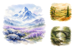 Watercolor Landscape Sublimation Clipart Product Image 2