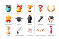 Graduation PNG Clipart Set 25 Items for Sublimation &amp; Print Product Image 2