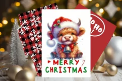 Christmas Greeting Card, Highland cow greeting card. Product Image 1