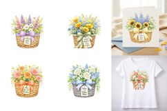 Mother’s Day Floral Basket Clipart PNG Product Image 3