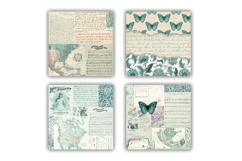 Teal Vintage Scrapbook Papers, Old Ephemera Digital Paper Product Image 2