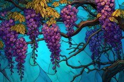 Wisteria Flower Stained Glass Pattern Art Design Product Image 1