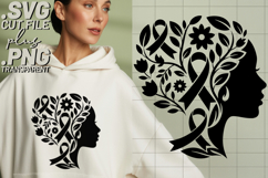 4x Breast Cancer Awareness Ribbon Woman Floral SVG Cut Files Product Image 3