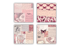 Pink Vintage Scrapbook Papers, Old Ephemera Backgrounds Product Image 2