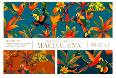 Amazonian Wildlife &amp; Tropical Botanical Seamless Pattern Product Image 1